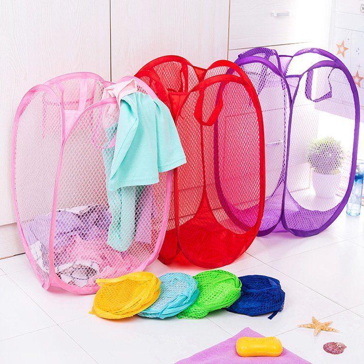 Foldable Mesh Laundry Basket, Large Capacity, 23.5x46.5cm