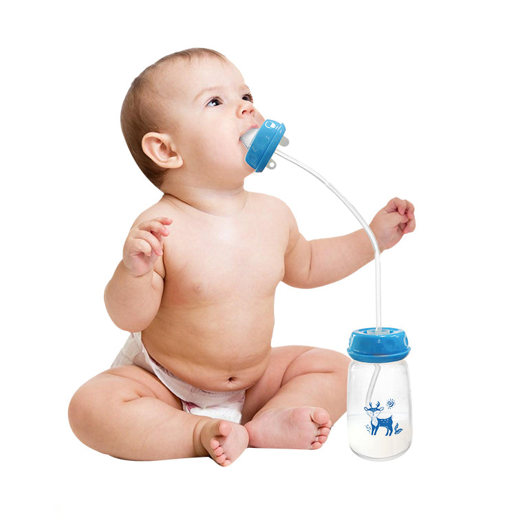 2 in 1 Hands Free Anti Colic Baby Bottle, 240ml Adjustable Fast Flow Milk Bottle