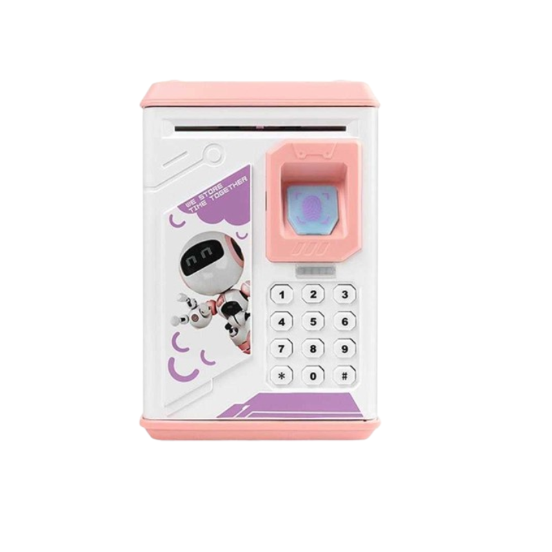 Electronic Saving Piggy Bank ATM Fingerprint Password Money Safe Box Kid Gift